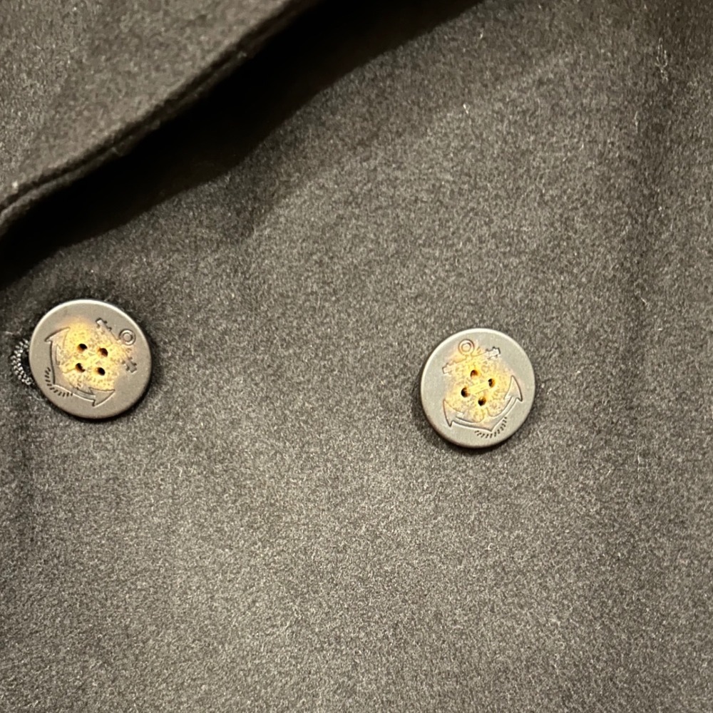 LAUREN RALPH LAUREN Wool Blend Pea Coat Size 46 R‎ Nautical Anchor Button Detail - Picture 7 of 9